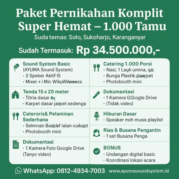 Paket Pernikahan Hemat Solo 1000 Tamu