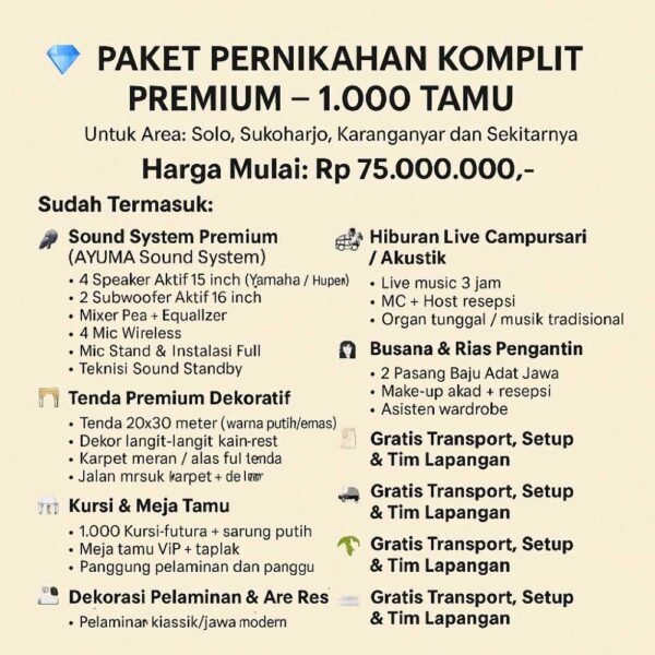 Paket Pernikahan Premium Solo 1000 Tamu