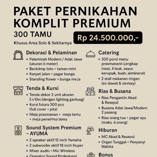 Paket Pernikahan Premium Solo 300 Tamu